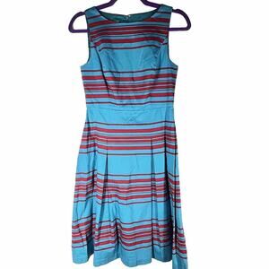 Talbots Sleeveless Dress Womens SZ 2 Striped Classic Summer Cruise Work Office
